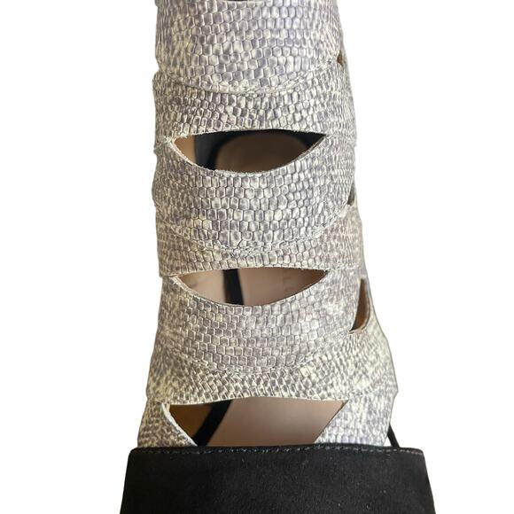 LOEFFLER RANDALL Cleo Embossed Lizard and Nubuck Kitten Heels Size 7 - Picture 4 of 8